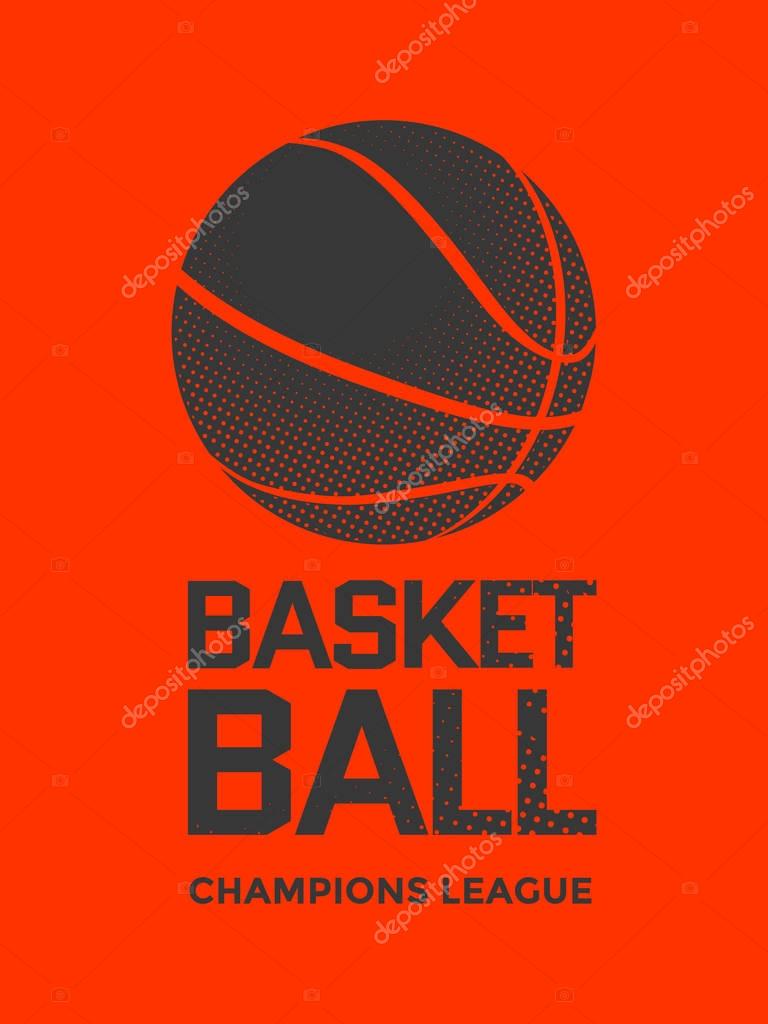 Basketball champions league poster design. Print on t-shirt. Sport vector illustration