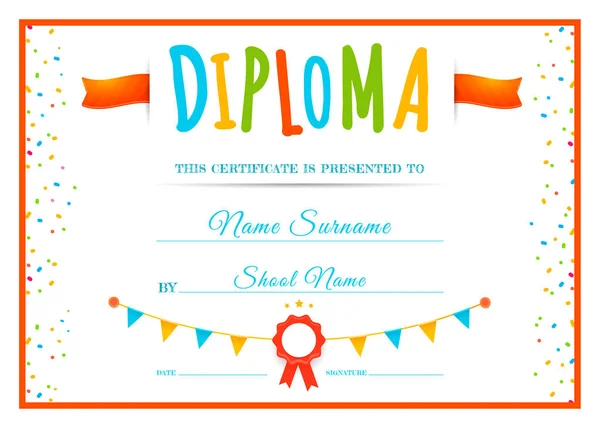 Diploma şablon çocuk için — Stok Vektör