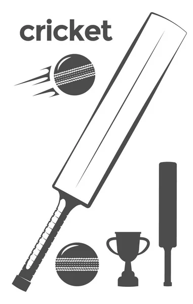 Set of cricket equipment — Stock Vector