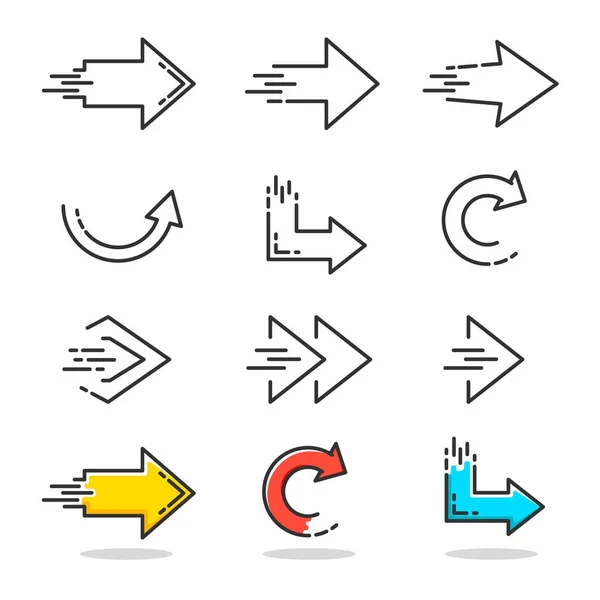 Iconos de flecha lineal — Vector de stock
