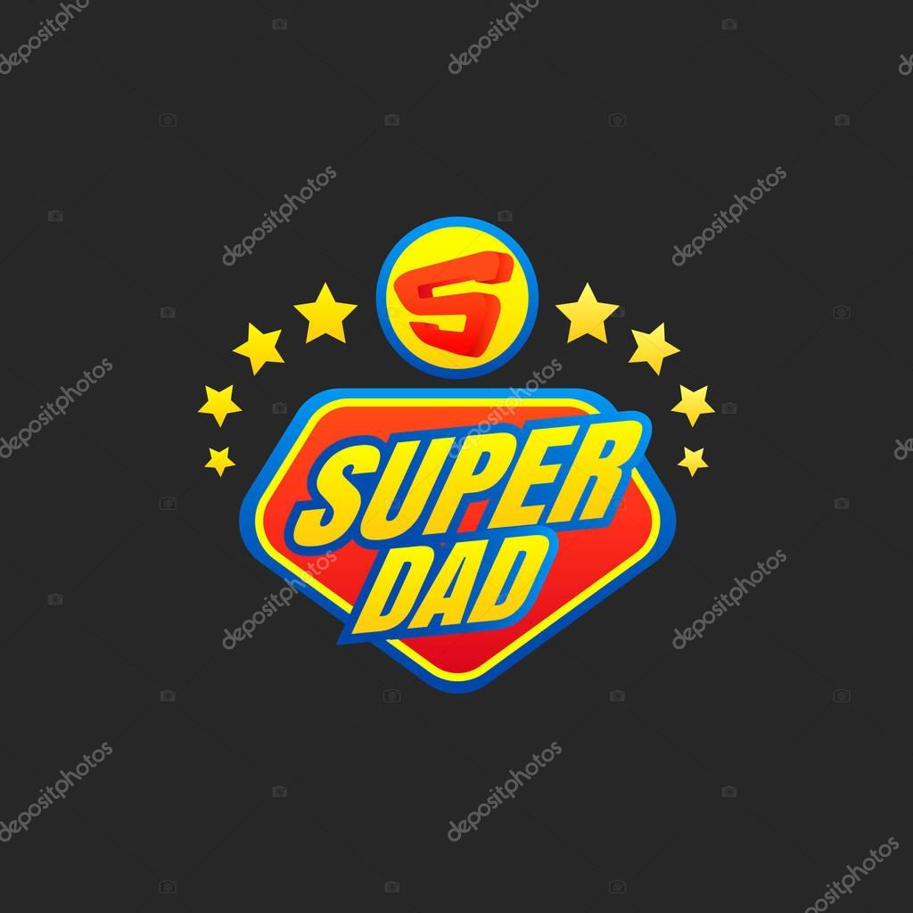 Super Dad emblem. Super hero logo. Vector illustration