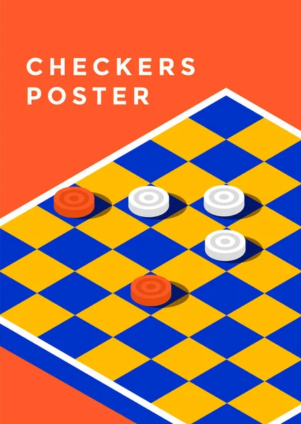 Poster permainan Checkers - Stok Vektor