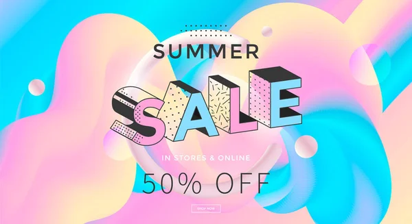 Summer sale banner design in pastel color — Stock Vector