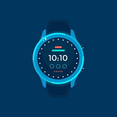 Mavi Akıllı saat düz tasarım illüstrasyon simgesi
