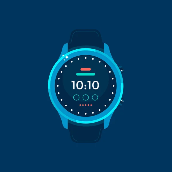 蓝色智能手表平面设计图图标 — 图库矢量图片