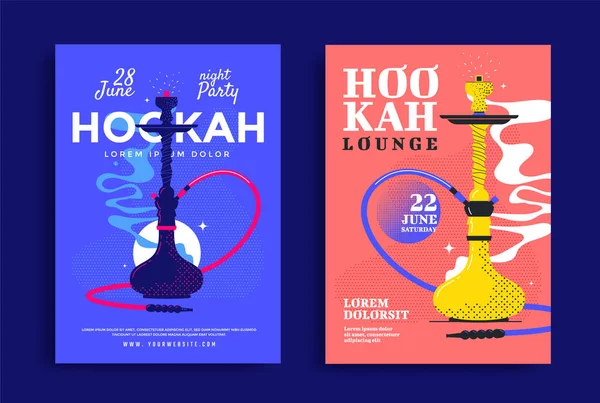 Diseño de póster de salón Hookah Fumando — Vector de stock