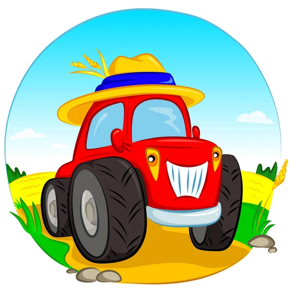 El tractor en el campo — Vector de stock