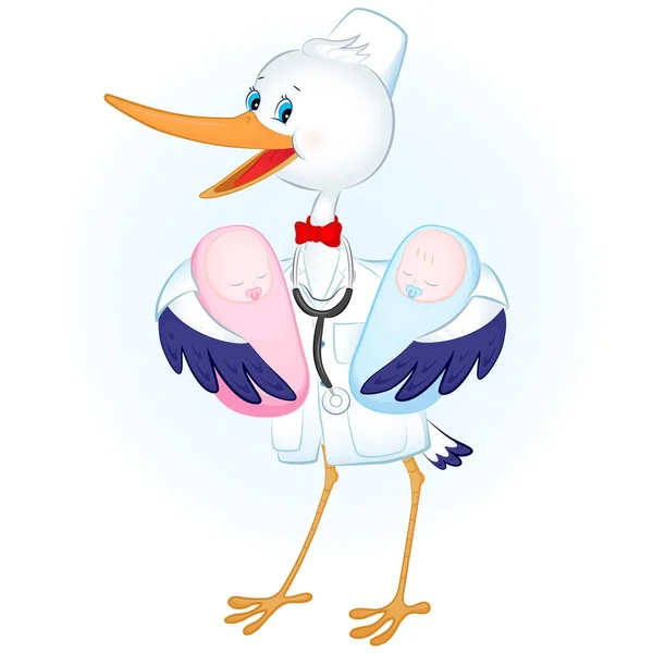 Stork doctor — Stock Vector