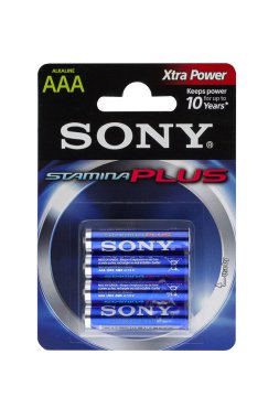 Kiev, Ukrayna-6 Şubat 2017 Sony batarya aaa paketleme