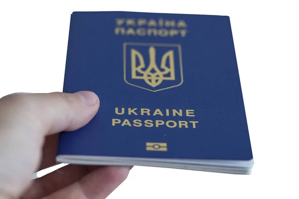 Id passaporte biométrico ucraniano para viajar pela Europa sem visas.Passaporte moderno com chip eletrônico deixe iranianos viajar para a União Europeia sem visto — Fotografia de Stock