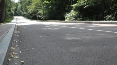 Bir golf arabası park yol geçer