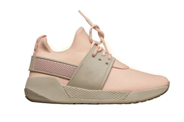 Beyaz bir arka plan üzerinde pembe kadın spor ayakkabı