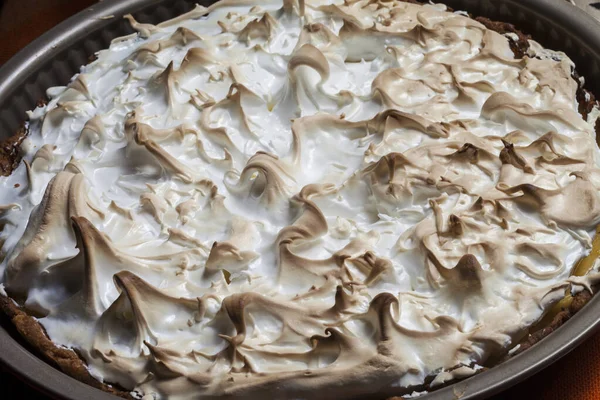 Kremalı Pasta Pavlova Nın Tatlısı Için Hazır Tatlı Yarı Bitmiş — Stok fotoğraf