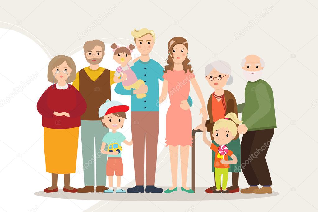 Big happy family portrait parents with disabled child