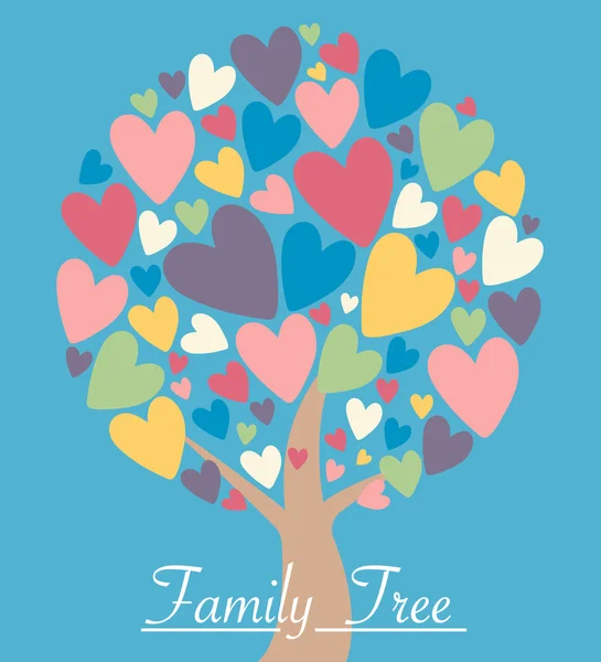 Familie hart boom met kleurrijke bladeren — Stockvector