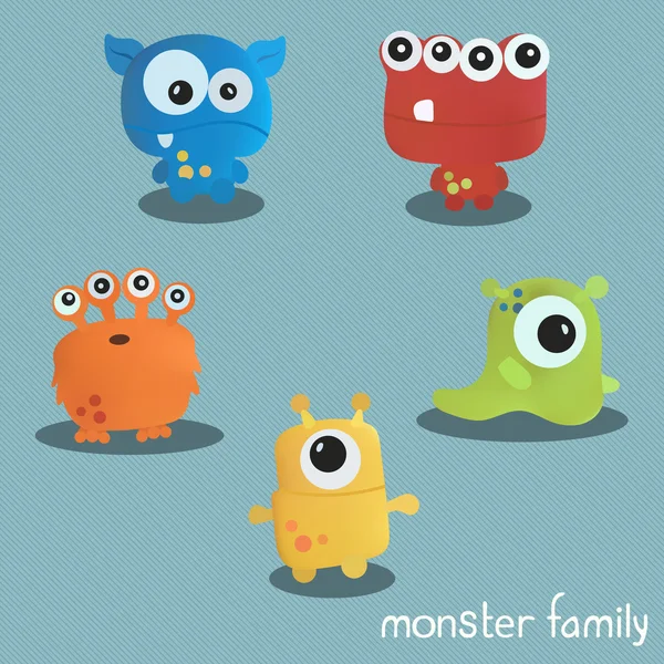 Set with five monsters. Print for Halloween. — Stock Vector