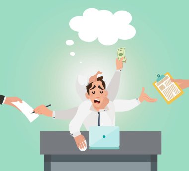 İşadamı ile çoklu görev ve çok beceri vektör