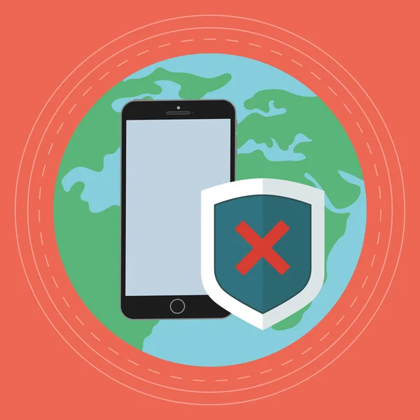 携帯電話に悪い世界におけるデータ保護 — ストックベクタ