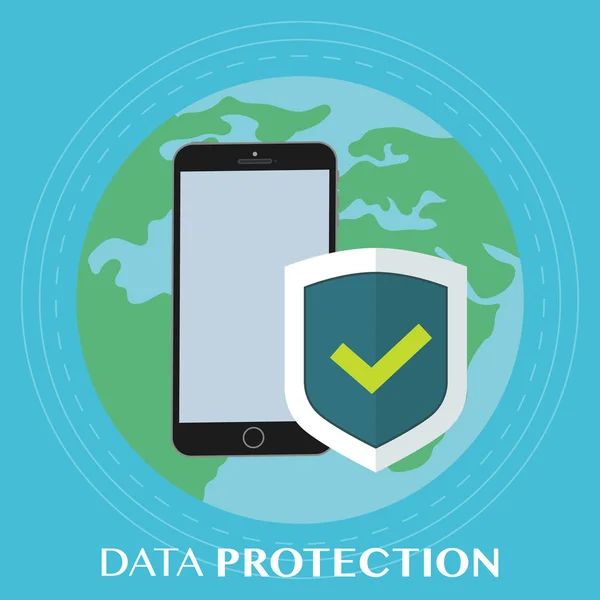 携帯電話の世界的なデータ保護 — ストックベクタ