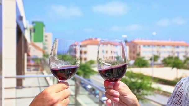 Glasses of red wine — Stock Video