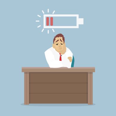 İş adamı ve iş telli düşük pil