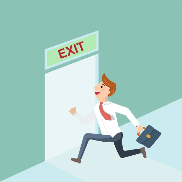 Επιχειρηματίας που τρέχει για να κλείσετε την πόρτα στο γραφείο — Διανυσματικό Αρχείο