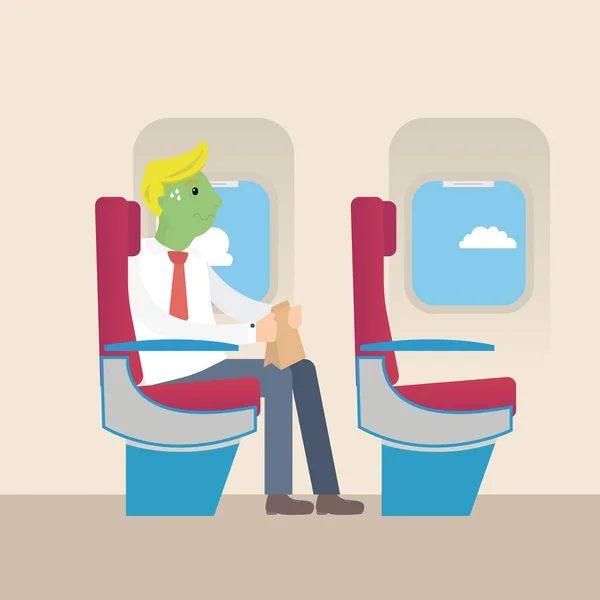 Empresario con cara verde asustado por el vuelo — Archivo Imágenes Vectoriales