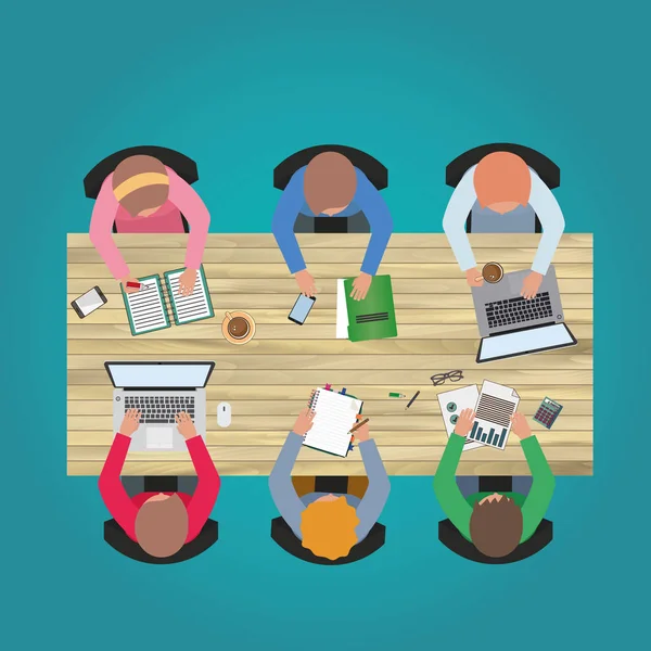 Office tablo Üstten Görünüm iş düz kavramı