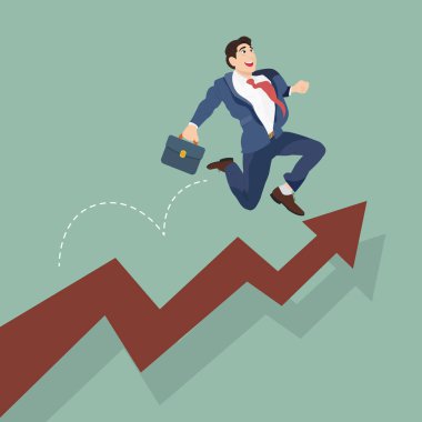 grafik büyüyen üzerinde işadamı atlama