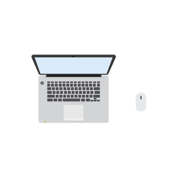 マウスを使って現代のラップトップの平面図 — ストックベクタ