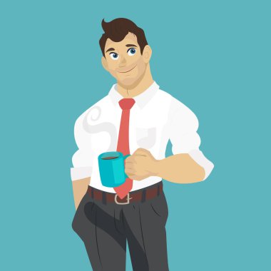 İş adamı kahve içiyor.