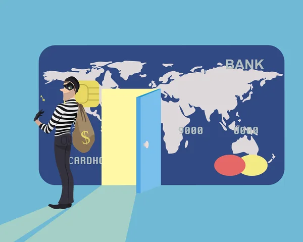 Hırsız para kredi kartından kaçıp — Stok Vektör