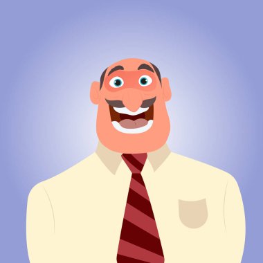 Mutlu bir adam açık ağızlı bıyıklı