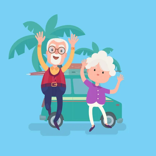 Komik Büyükanne mutlu çift tatilde