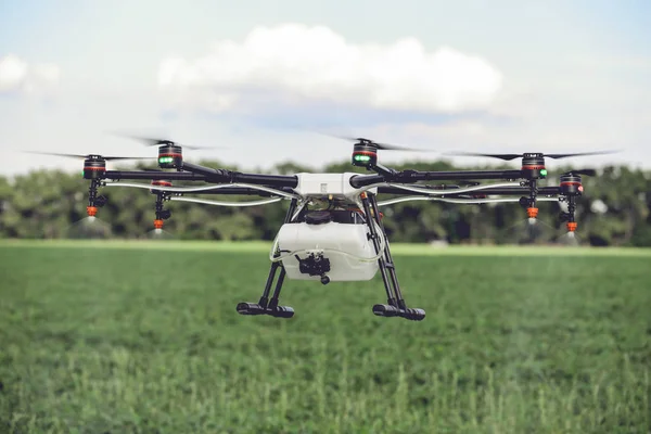 Drones sproeien van pesticiden om te groeien aardappelen. — Stockfoto