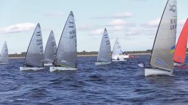 Vushgorod, Kiev, Ukrayna, Eylül 15, 2017: Uluslararası yelken Şampiyonası Ukrayna