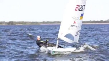 Vushgorod, Kiev, Ukrayna, Eylül 15, 2017: Uluslararası yelken Şampiyonası Ukrayna