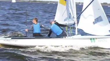 Vushgorod, Kiev, Ukrayna, Eylül 15, 2017: Uluslararası yelken Şampiyonası Ukrayna