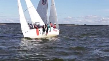 Vushgorod, Kiev, Ukrayna, Eylül 15, 2017: Uluslararası yelken Şampiyonası Ukrayna