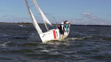 Vushgorod, Kiev, Ukrayna, Eylül 15, 2017: Uluslararası yelken Şampiyonası Ukrayna