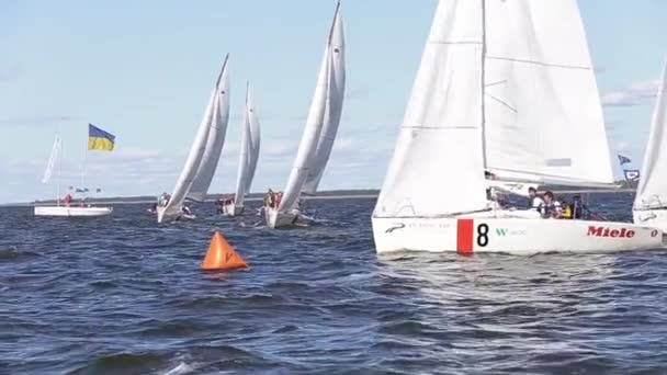 Vushgorod, Kiev, Ukraina, Sep 15, 2017: Internationella Sailing Championship i Ukraina — Stockvideo