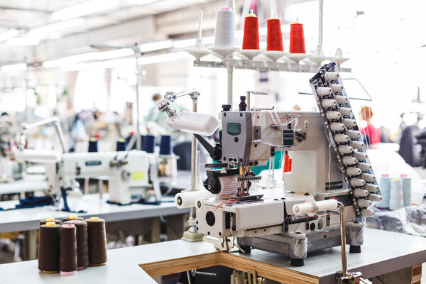 Professional sewing machine with different colors of threads