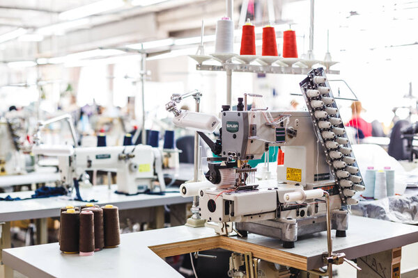 Professional sewing machine with different colors of threads