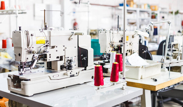 Close up of a professional typewriter for tailoring at a manufacturing plant