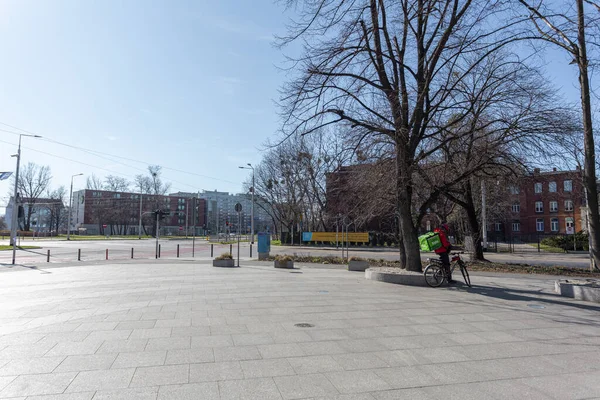WROCLAW, POLAND - 15 MARCH, 2020: First day of quarantine in Wroclaw city. — ストック写真