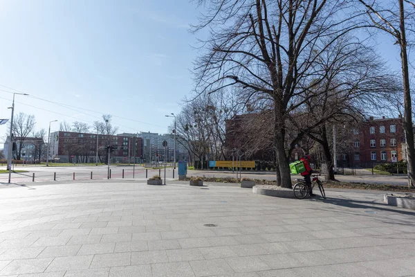 WROCLAW, POLAND - 15 MARCH, 2020: First day of quarantine in Wroclaw city. Стокова Картинка