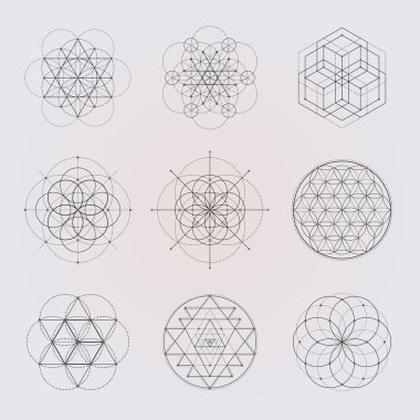 Kutsal geometri vektör tasarım elementleri.