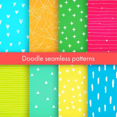 Parlak vektör doodle desenleri.