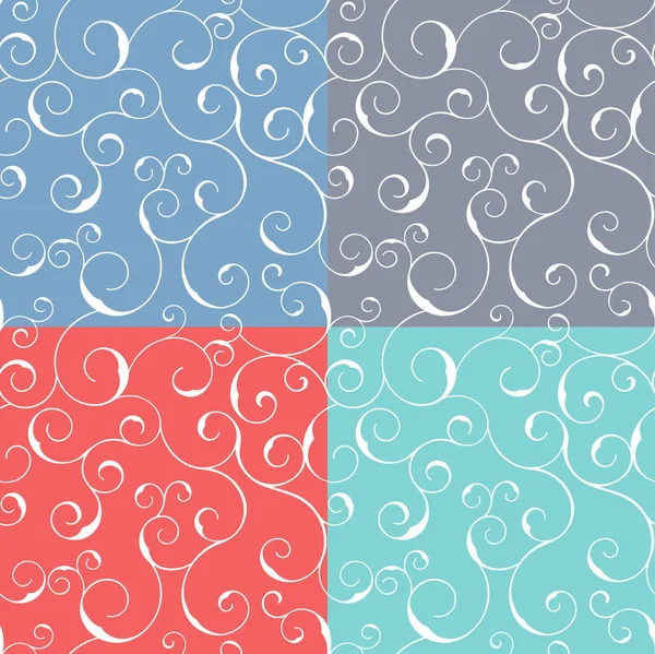 Conjunto de patrones remolinos sin costuras, fondos vectoriales . — Archivo Imágenes Vectoriales