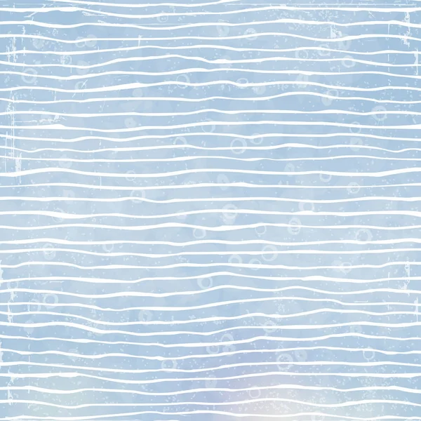 Patrón marino vectorial con líneas blancas dibujadas a mano y manchas sobre fondo azul . — Archivo Imágenes Vectoriales